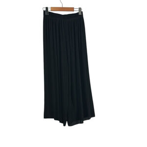 Zara Basic Black Elastic Waist Wide-Leg Accordion Pleated Palazzo Pants Size XS